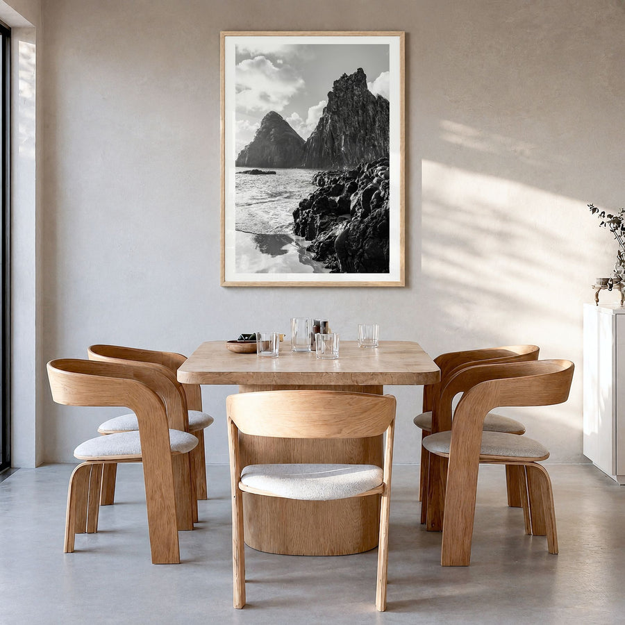 Brazil Photo Poster in a natural wood frame, hanging in a dining room, white border
