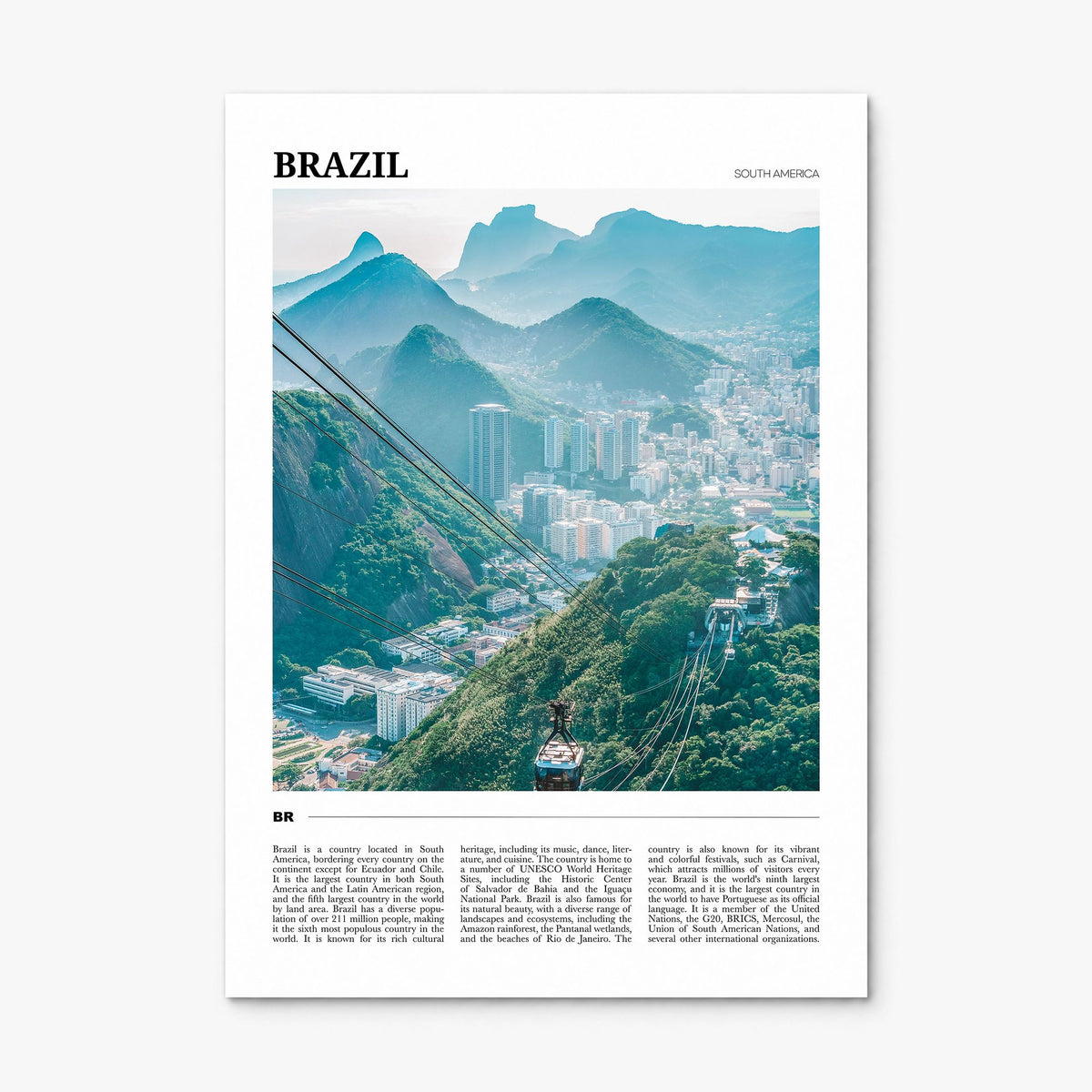 Brazil Travel No 1 Poster, print only (unframed)