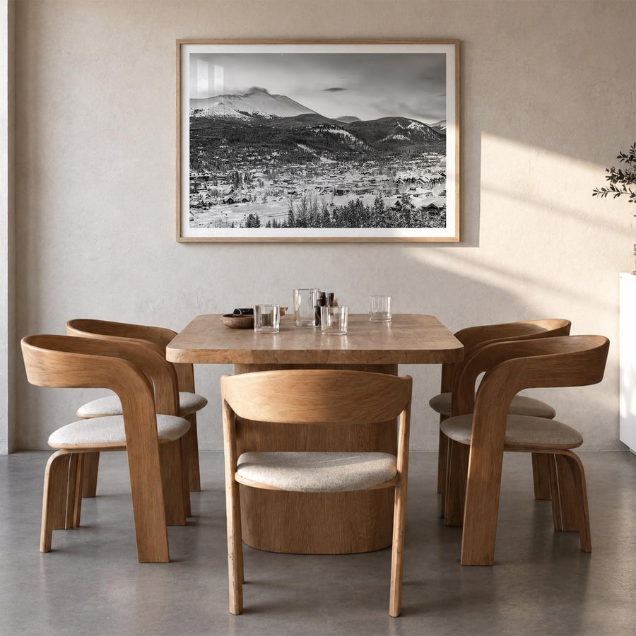 Breckenridge black & white photo poster of Colorado, USA – horizontal wall art in natural wood frame with white border, hangi