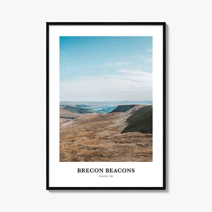 Brecon Beacons colorful classic poster of United Kingdom – vertical wall art, unframed print shown in interior mockup