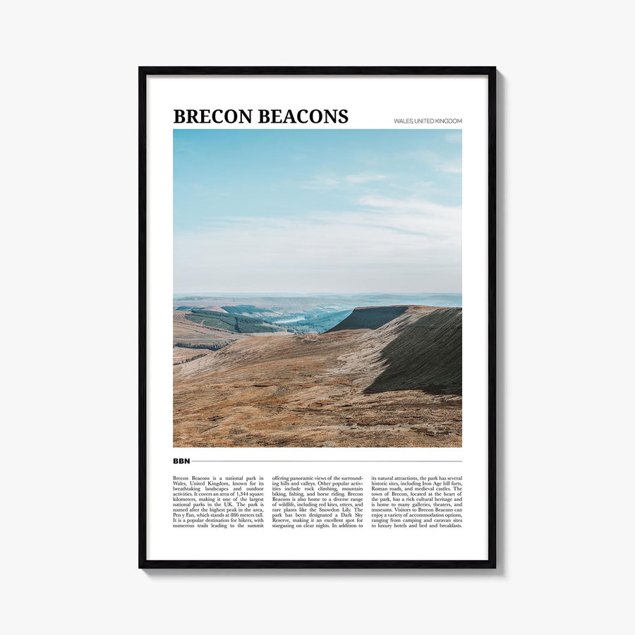Brecon Beacons colorful travel poster of United Kingdom – vertical wall art, unframed print shown in interior mockup