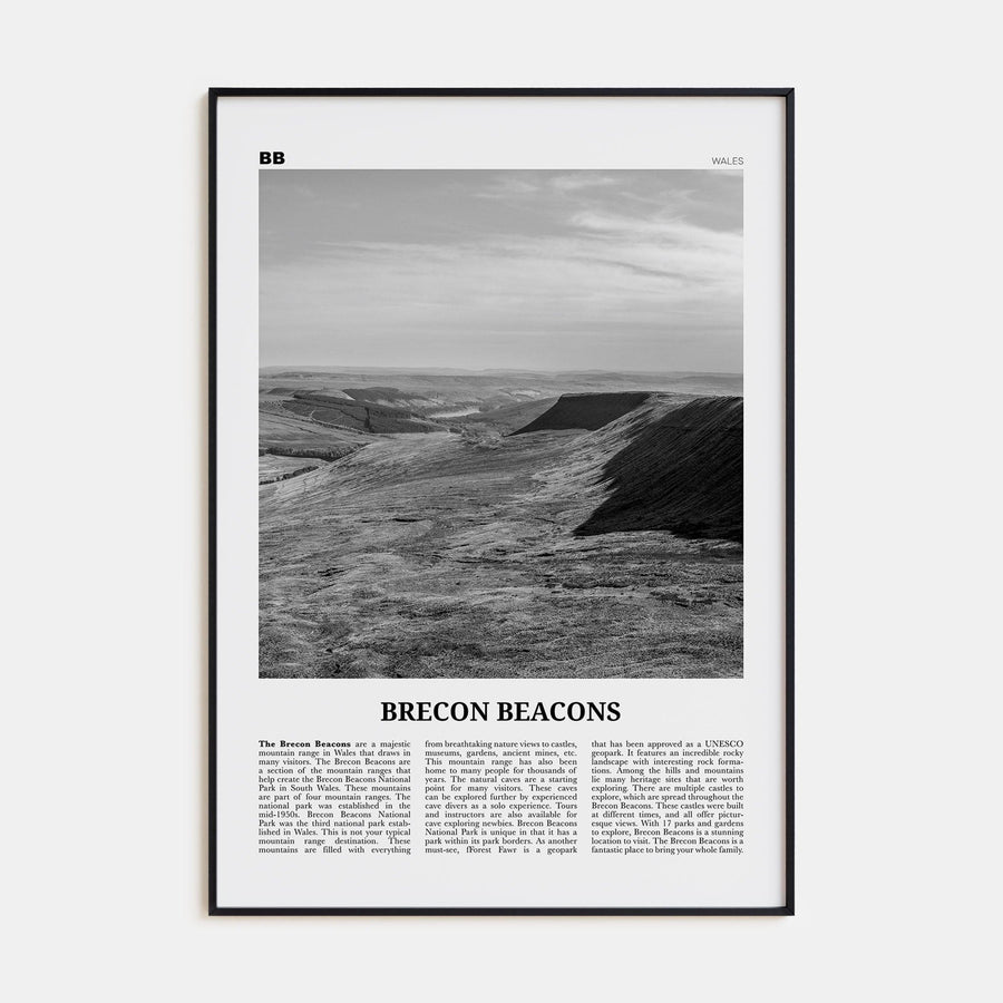 Brecon Beacons Poster None / 8x12 in Nbourhood Travel B&W Poster