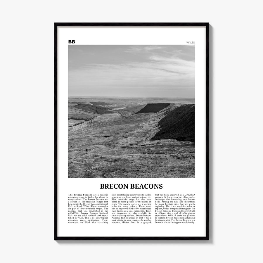 Brecon Beacons Newspaper Poster, framed poster mockup