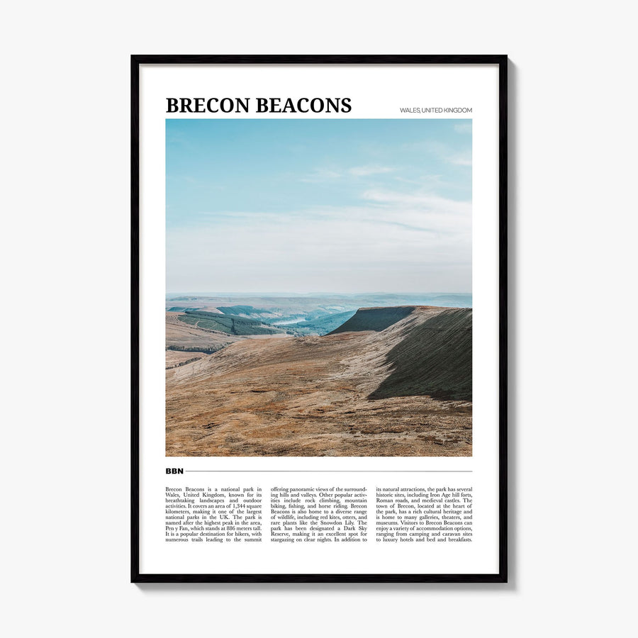 Brecon Beacons Travel Poster, framed poster mockup
