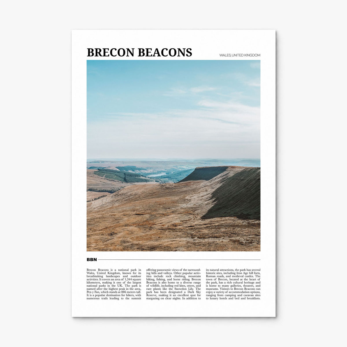 Brecon Beacons Travel Poster, print only (unframed)