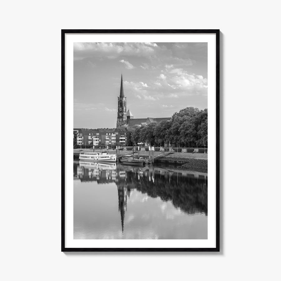 Bremen black & white photo poster of Germany – vertical wall art, unframed print shown in interior mockup
