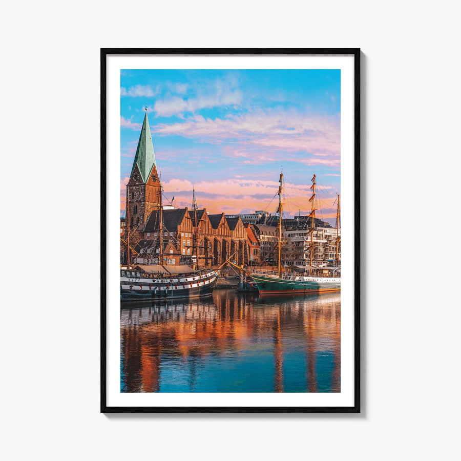 Bremen colorful photo poster of Germany – vertical wall art, unframed print shown in interior mockup