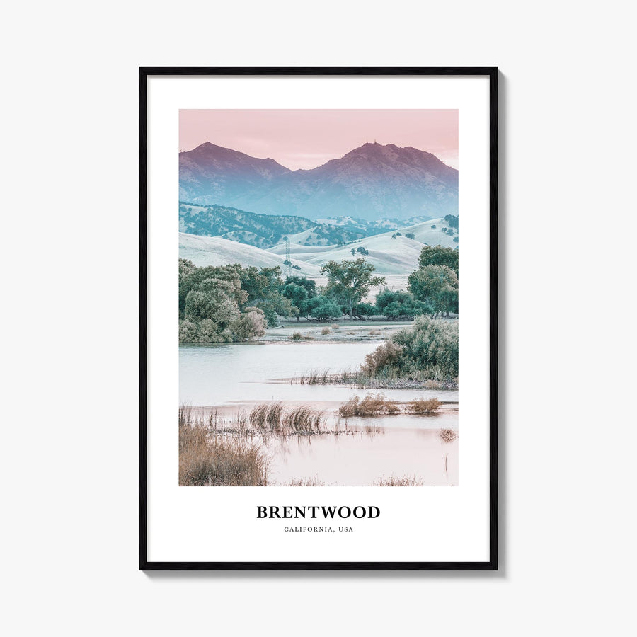 Brentwood colorful classic poster of New York, USA – vertical wall art, unframed print shown in interior mockup