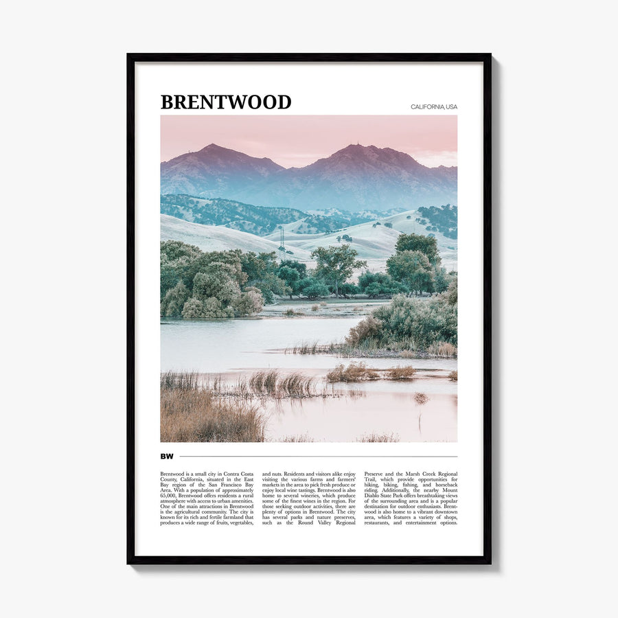 Brentwood Travel Poster, framed poster mockup