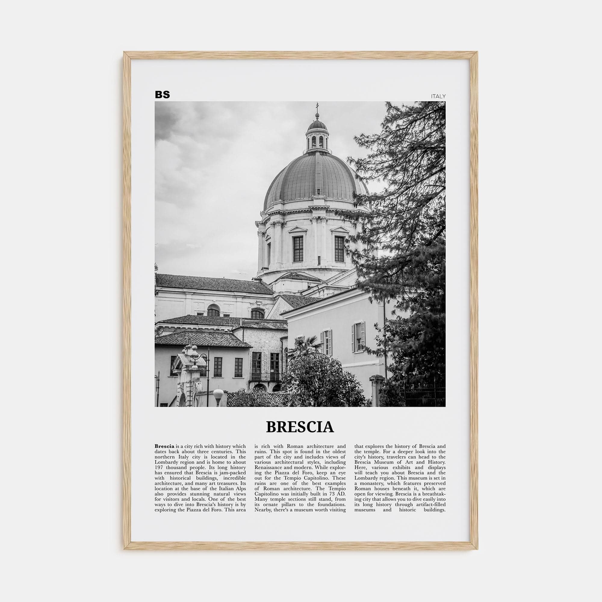 Brescia Poster Natural Wood / 8x12 in Nbourhood Travel B&W Poster