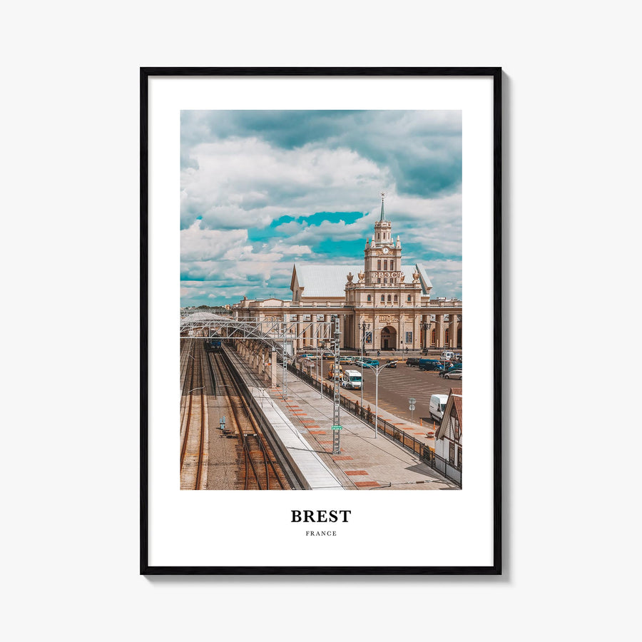 Brest colorful classic poster of Belarus – vertical wall art, unframed print shown in interior mockup