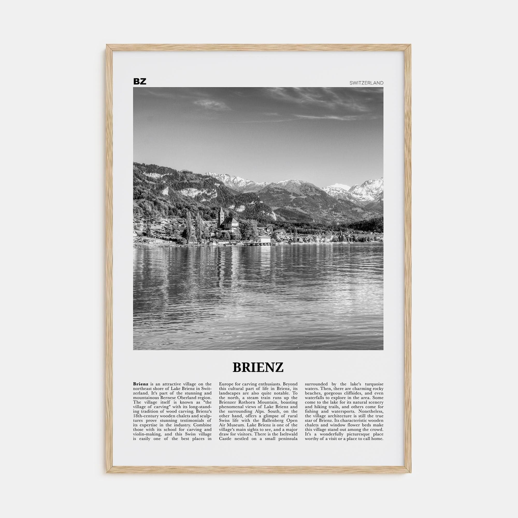 Brienz Poster Natural Wood / 8x12 in Nbourhood Travel B&W Poster