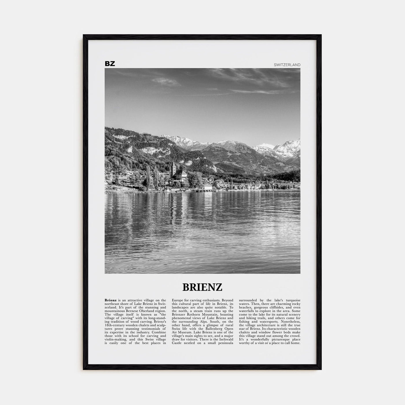 Brienz Poster Black Wood / 8x12 in Nbourhood Travel B&W Poster