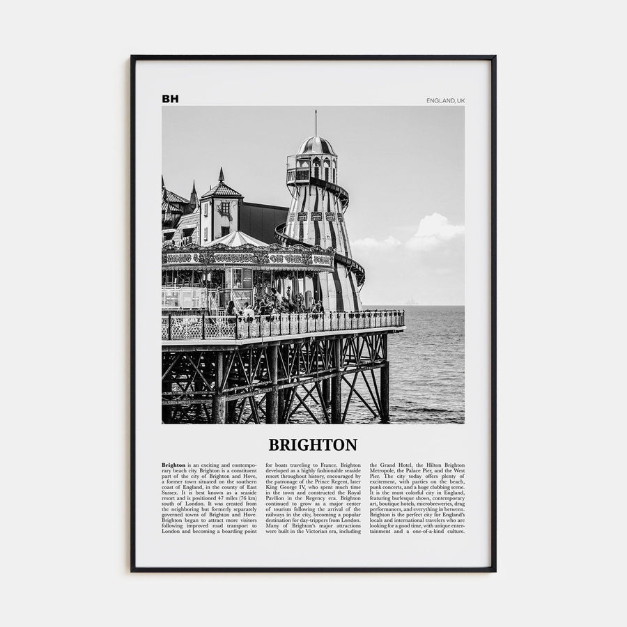 Brighton Poster None / 8x12 in Nbourhood Travel B&W Poster