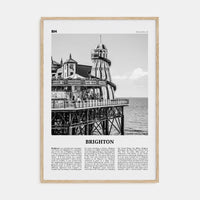 Brighton Poster Natural Wood / 8x12 in Nbourhood Travel B&W Poster