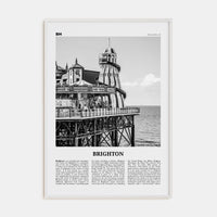 Brighton Poster White Wood / 8x12 in Nbourhood Travel B&W Poster