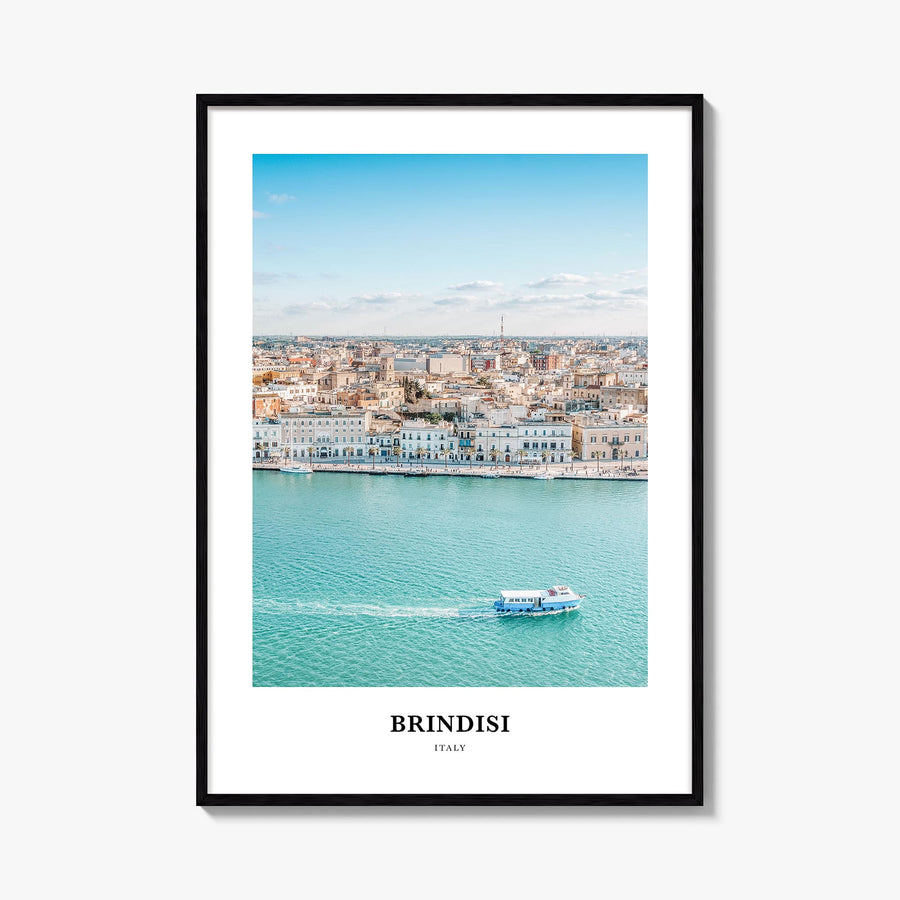 Brindisi colorful classic poster of Italy – vertical wall art, unframed print shown in interior mockup