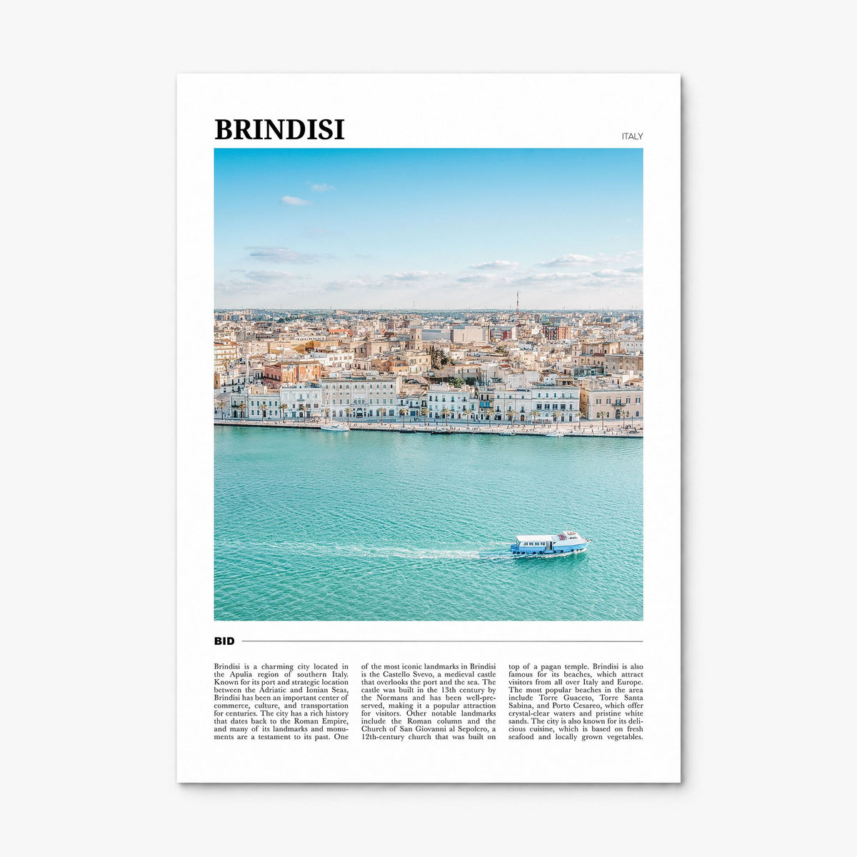 Brindisi Travel Poster, print only (unframed)