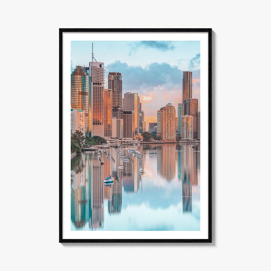 Brisbane colorful photo poster of Queensland, Australia – vertical wall art, unframed print shown in interior mockup
