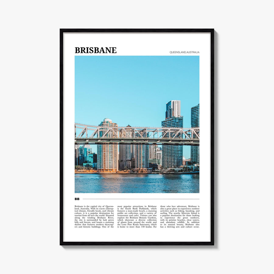 Brisbane colorful travel poster of Queensland, Australia – vertical wall art, unframed print shown in interior mockup