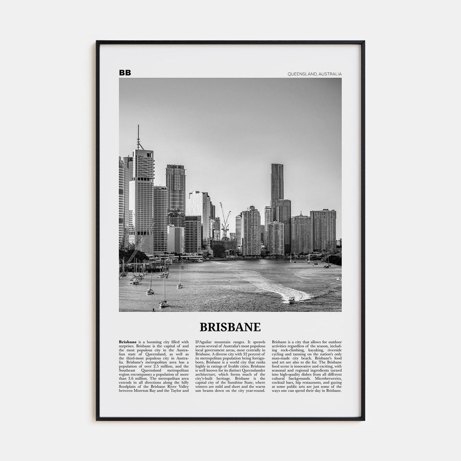 Brisbane No 1 Poster None / 8x12 in Nbourhood Travel B&W Poster