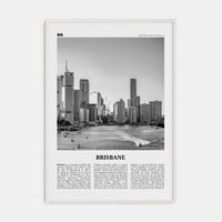 Brisbane No 1 Poster White Wood / 8x12 in Nbourhood Travel B&W Poster