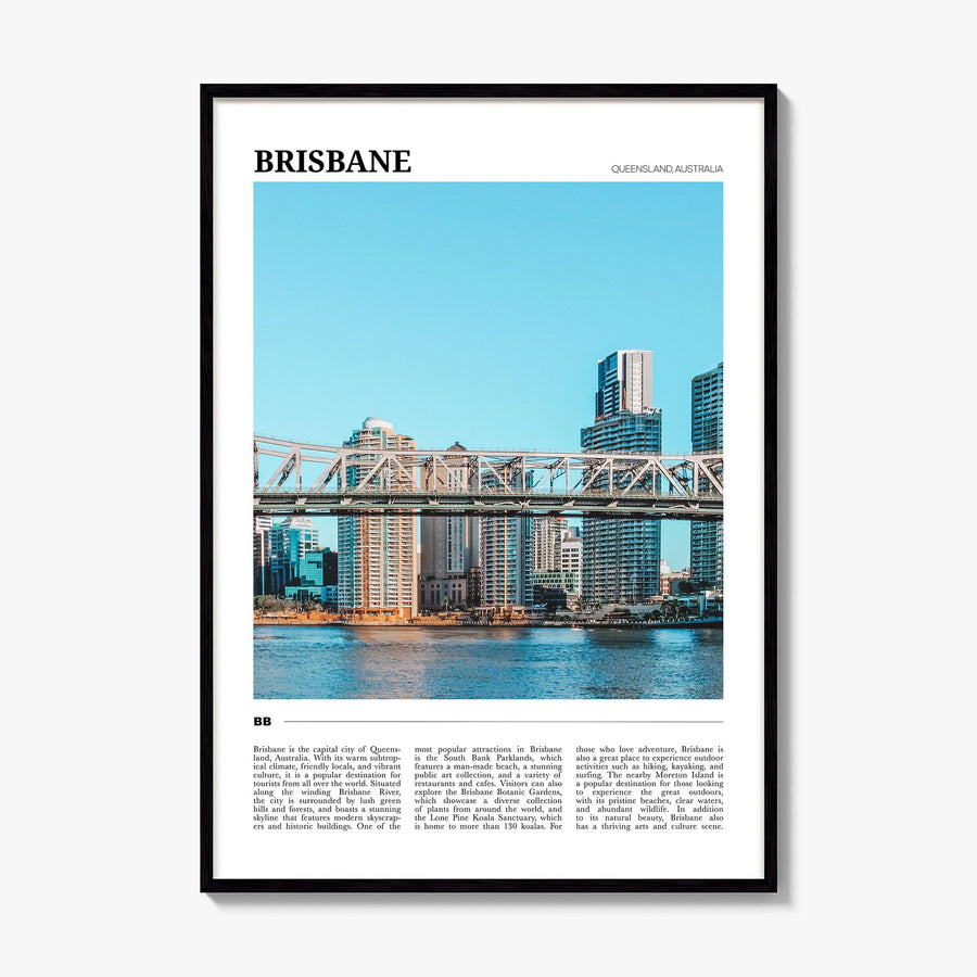 Brisbane Travel Poster, framed poster mockup