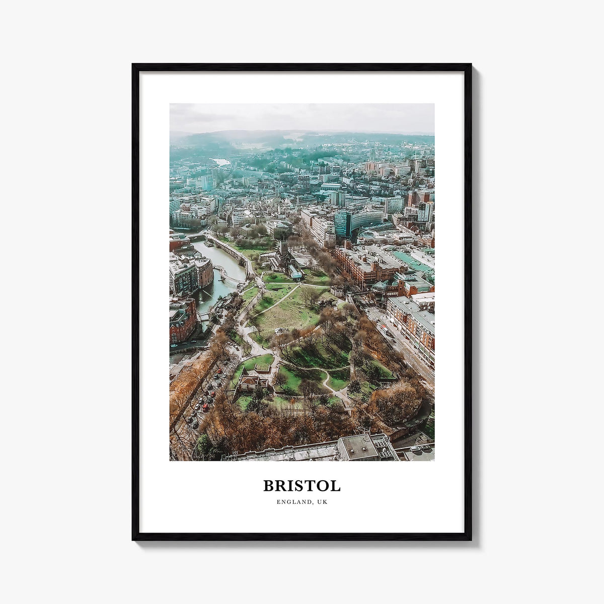 Bristol colorful classic poster of England, UK – vertical wall art, unframed print shown in interior mockup