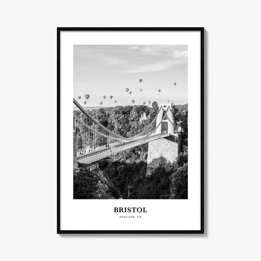 Bristol no. 1 black & white classic poster of England, UK – vertical wall art, unframed print shown in interior mockup