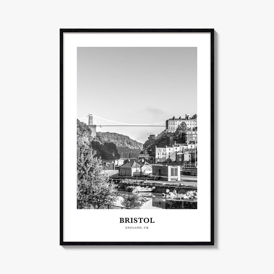 Bristol no. 2 black & white classic poster of England, UK – vertical wall art, unframed print shown in interior mockup