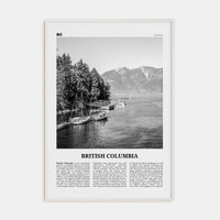 British Columbia Poster White Wood / 8x12 in Nbourhood Travel B&W Poster