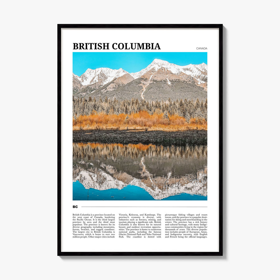 British Columbia Travel Poster, framed poster mockup