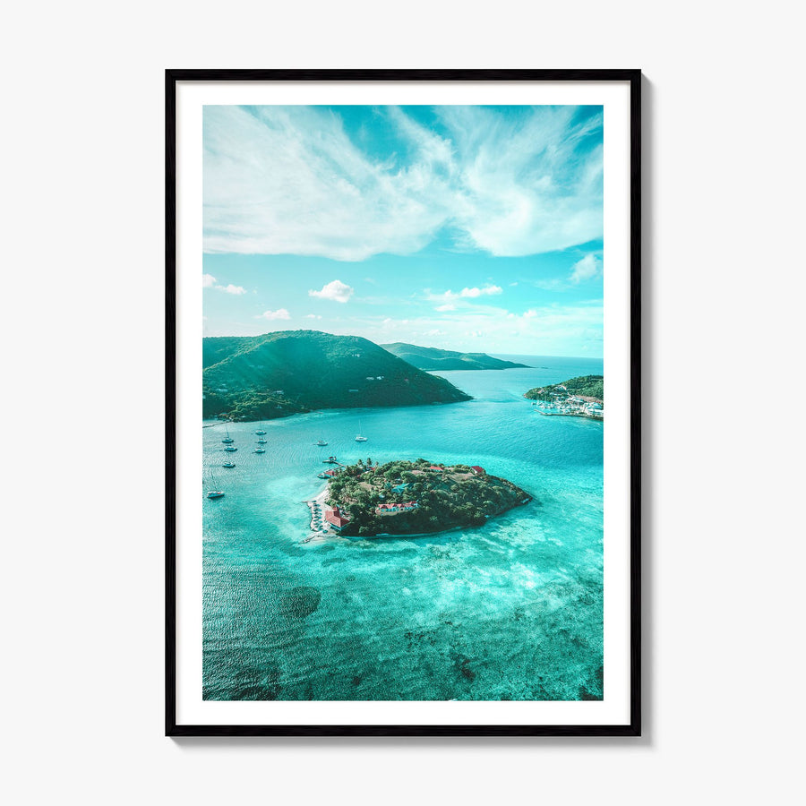 British Virgin Islands Photo Poster, framed poster mockup, white border