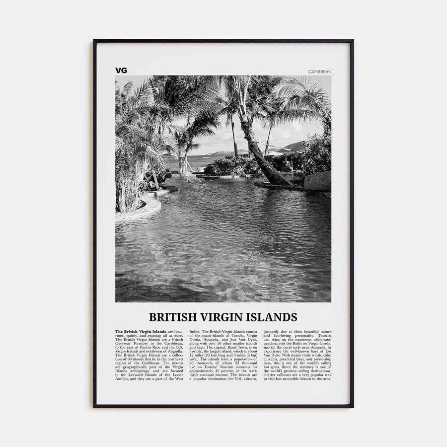 British Virgin Islands Poster None / 8x12 in Nbourhood Travel B&W Poster