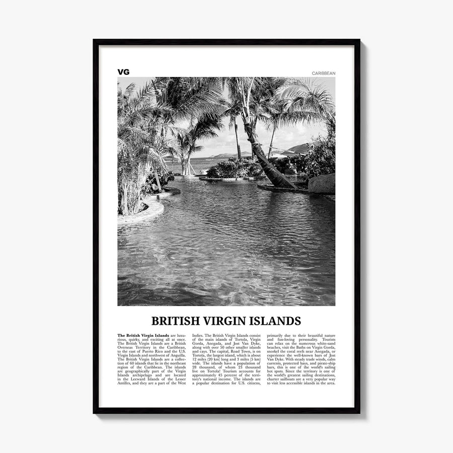 British Virgin Islands Newspaper Poster, framed poster mockup