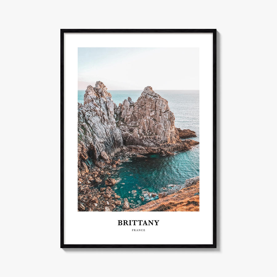 Brittany colorful classic poster of France – vertical wall art, unframed print shown in interior mockup