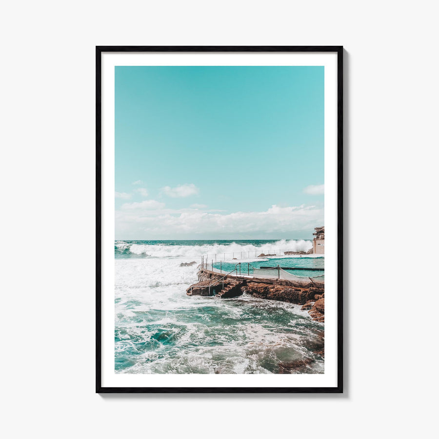 Bronte Beach colorful photo poster of Australia – vertical wall art, unframed print shown in interior mockup