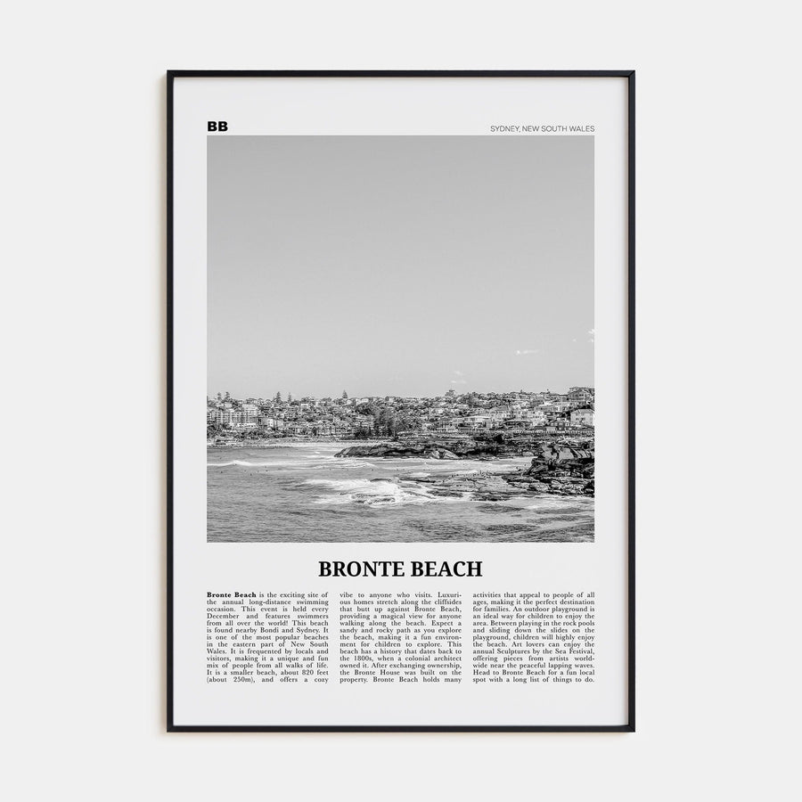 Bronte Beach Poster None / 8x12 in Nbourhood Travel B&W Poster