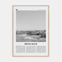 Bronte Beach Poster Natural Wood / 8x12 in Nbourhood Travel B&W Poster