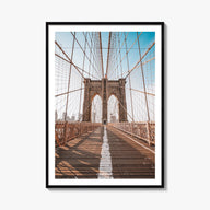 Brooklyn Bridge no. 2 colorful photo poster of New York City, New York – vertical wall art, unframed print shown in interior 
