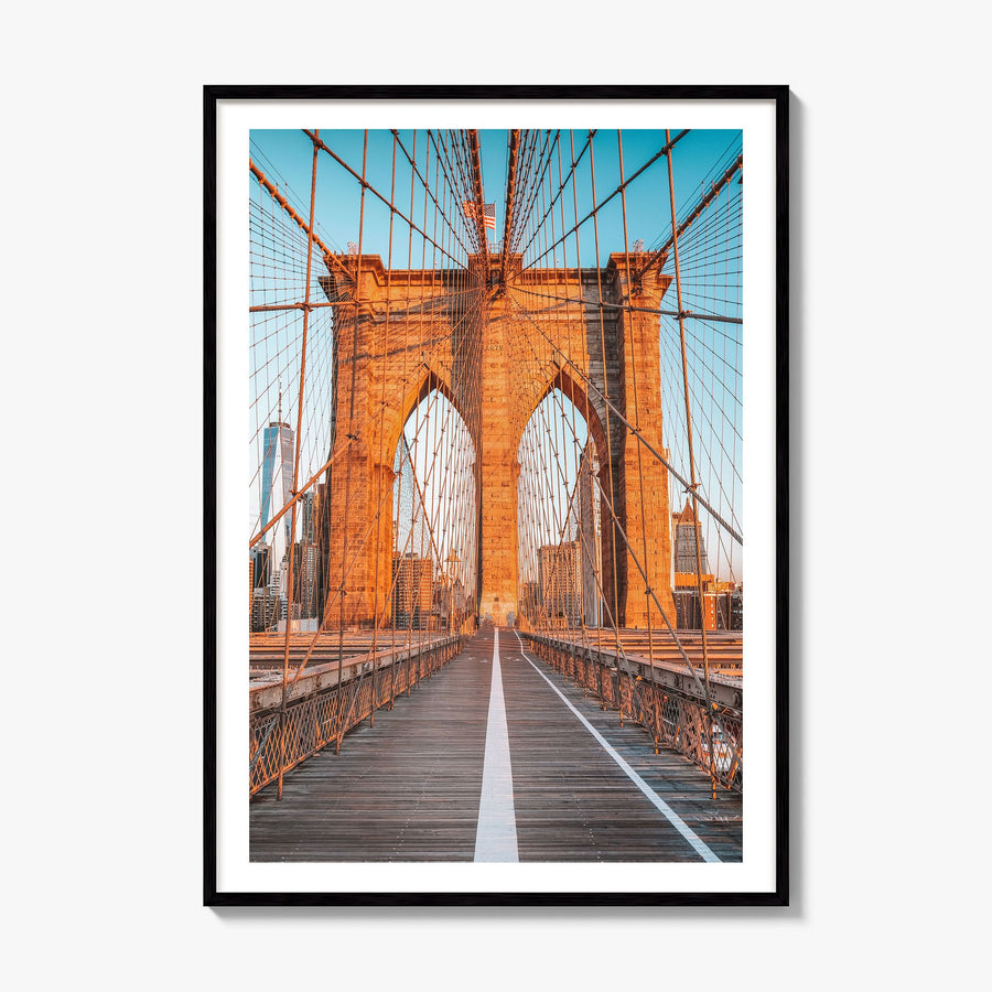 Brooklyn Bridge Photo No 1 Poster, framed poster mockup, white border