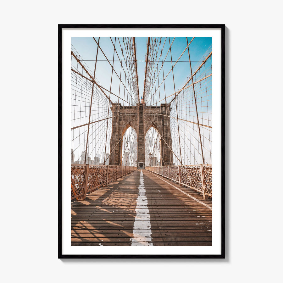 Brooklyn Bridge Photo No 2 Poster, framed poster mockup, white border