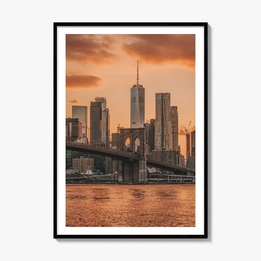 Brooklyn Bridge Photo No 3 Poster, framed poster mockup, white border