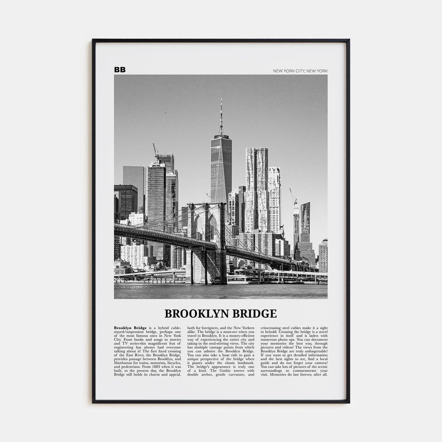 Brooklyn Bridge Poster None / 8x12 in Nbourhood Travel B&W Poster