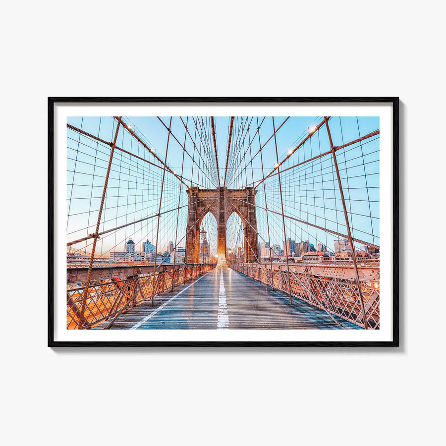 Brooklyn colorful photo poster of New York City, New York – horizontal wall art, unframed print shown in interior mockup