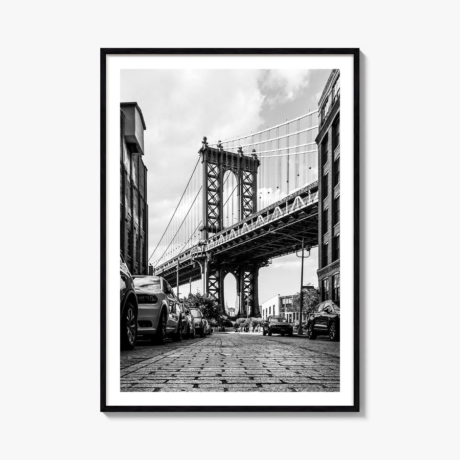 Brooklyn no. 1 black & white photo poster of New York City, New York – vertical wall art, unframed print shown in interior mo