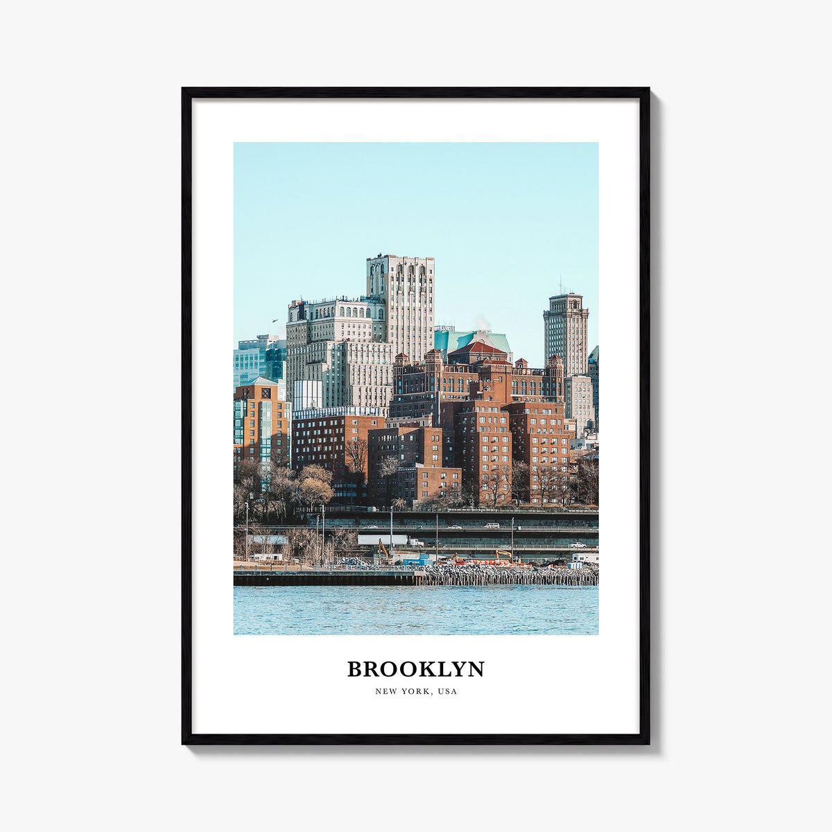 Brooklyn no. 1 colorful classic poster of New York City, New York – vertical wall art, unframed print shown in interior mocku