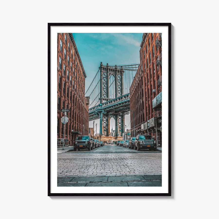 Brooklyn no. 1 colorful photo poster of New York City, New York – vertical wall art, unframed print shown in interior mockup
