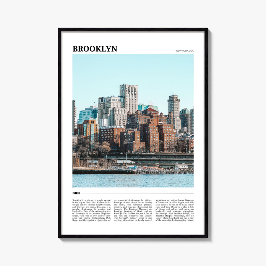 Brooklyn no. 1 colorful travel poster of New York City, New York – vertical wall art, unframed print shown in interior mockup