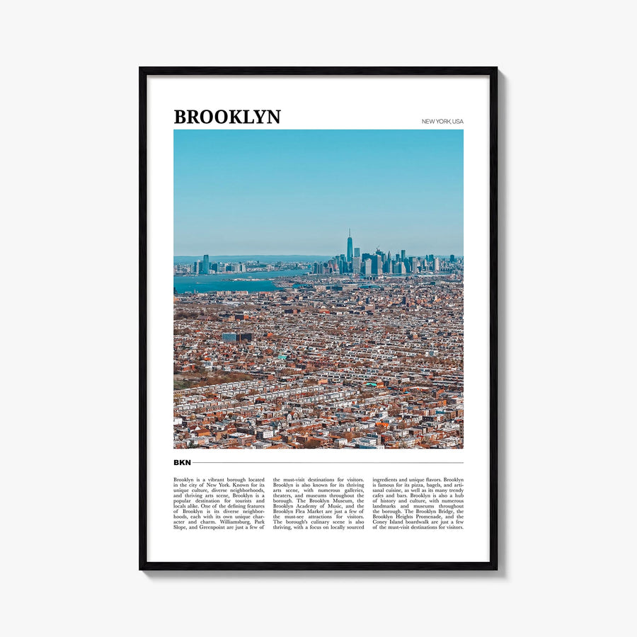 Brooklyn no. 2 colorful travel poster of New York City, New York – vertical wall art, unframed print shown in interior mockup